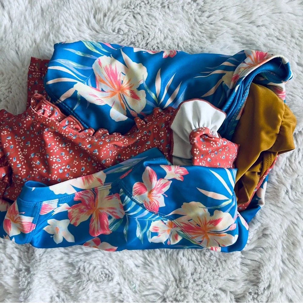 Super cute long sleeve Girls bathing swim suit bundle set 7-8 size